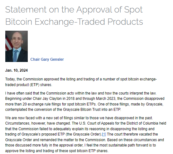 Approves BTC Spot ETF SEC Chairman Gary Gensler (SpotedCrypto)