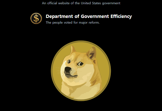 The U.S. Department of Government Efficiency website logo has changed... still a puppy