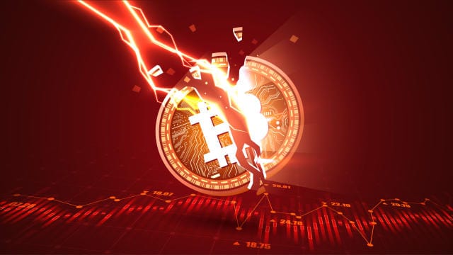 blockchain crypto cryptocurrency Bitcoin down 16% (SpotedCrypto)