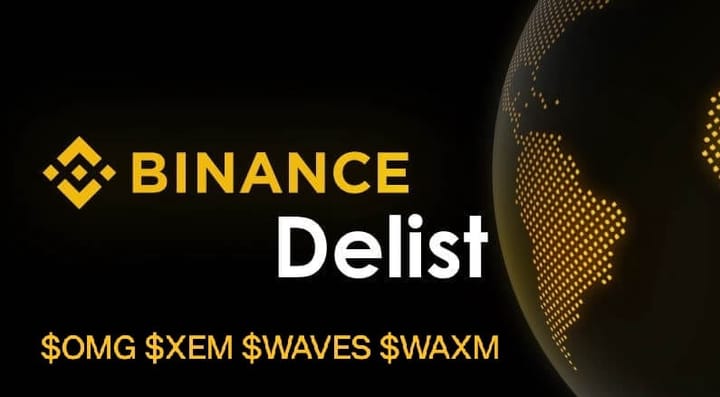 blockchain crypto cryptocurrency binance delist altcoin wave xem omg waxm (Spoted Crypto)